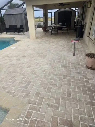 Cleaned and sealed paver pool deck
