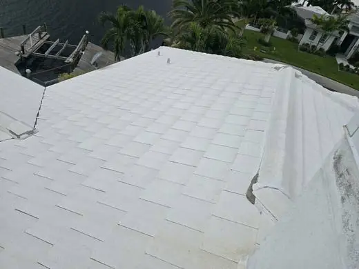 Freshly coated white tile roof